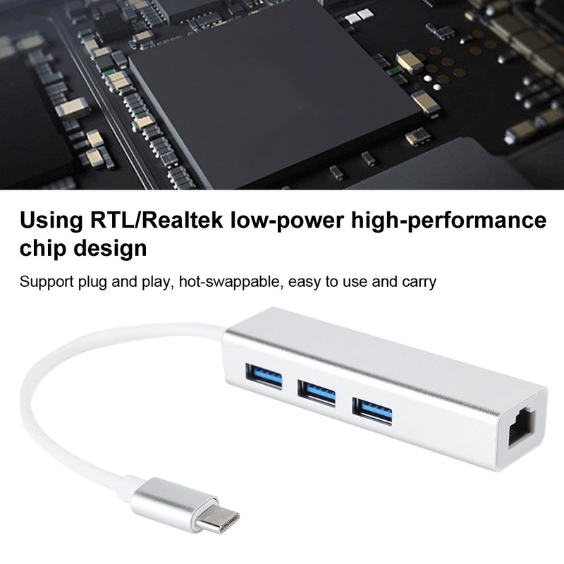 USB 3.0 to Ethernet Adapter with 3 Ports HUB Type