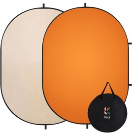 Kate Collapsible Backdrop Pop up Photo Backdrops Foldable Background Portable for Headshot,Portrait Photography,Video,5x6.5ft,Orange/Beige