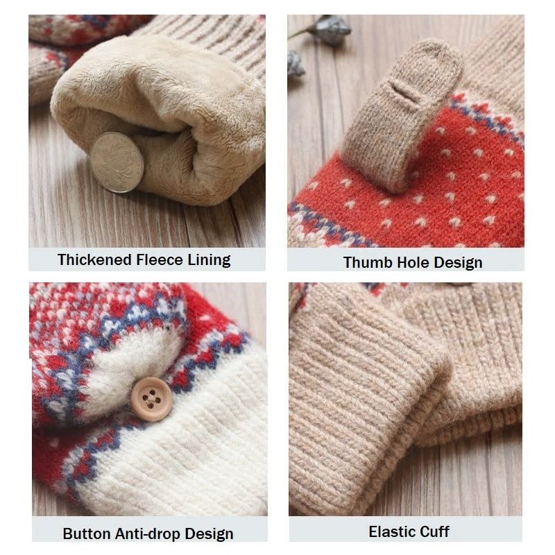 UNICOLD Winter Knitted Fingerless Gloves Thermal Insulation Warm Thickended Wool