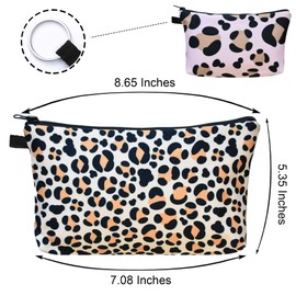 Borsun 2 Pcs Cosmetic Bag for Women Small Make Up Bag Waterproof Travel Toiletries Pouch with Zipper for Organizing Small Items, Gift Bags for Birthday Christmas(Leopard Print)