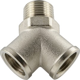 Fittingteile Y-piece brass nickel-plated distributor internal/external thread fittings (design: Y-piece - thread: R 3/8 inch)