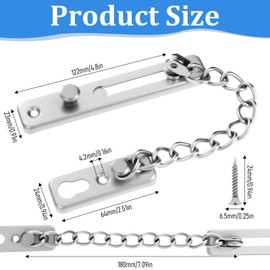 Chain Door Lock Premium Door Guard Safety Lock Chain Locks for Inside Doors Anti-Theft Apartment Doors Home Security Locks DoorLatch with 4 Screws Guard for Add Protect