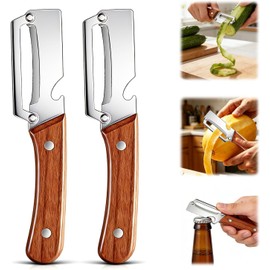 Pelador de Verduras Multifuncional LANBONE con Mango de Madera y Cuchilla de Acero (2 pcs)