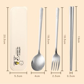 Snoopy Cutlery Set, 304 Stainless Steel, Chopsticks for Bento Box, Children's Tableware Set, Storage Case, Cute, Hygienic, For Camping, Gift