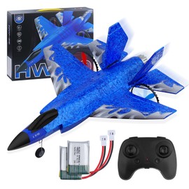 Henakmsl RC Aeroplane 2CH RC Plane Toy HW39 Fighter 2.4GHz Remote Controlled Aeroplane RTF for Beginners, Children and Adults F35 Aeroplane with Night Lights USB Charging (Blue)