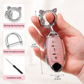 ZVRSUA Car Key Case Fits Nissan, Car Key Protective Case Compatible with Nissan X-Trail T31/T32 Qashqai J10/J11 Juke Micra March Note Pulsar Cube Leaf Roadster Infiniti FX35/Q50 (Pink)