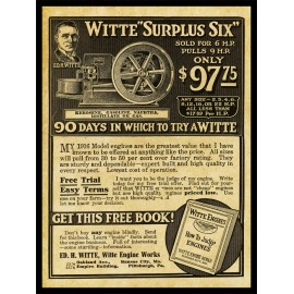 1916 Witte Engine Works New NEW Metal Sign: Kerosene, Gas, Naphtha, Kansas City