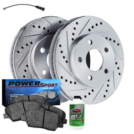 Power Sport Rear Brakes and Rotors Kit |Rear Brake Pads| Brake Rotors and Pads| Semi-Metallic Brake Pads and Rotors| Sensor Wire BLC1.37017.63
