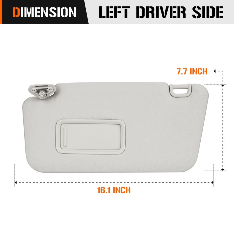 Sun Visor for 2009-2013 Subaru Forester, Left Driver Side Gray