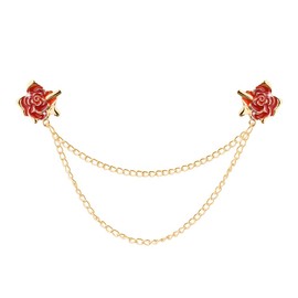 Rose Flower Brooch Pin Hanging Chain Lapel Pin for Men Suits Shirt Collar Pins Sweater Brooches for Women Birthday Christmas Gifts for Firends Girlfriend Husband Red Flower Lapel Pins