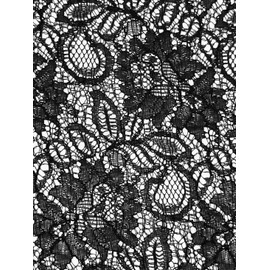 Black Floral Lace Fabric, Special Occasion Material by The Yard, Delicate Pattern