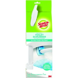 Scotch-Brite Disposable Toilet Scrubber Starter Kit, Disposable Refills with Built-in Bleach Alternative, Includes 1 Handle, Storage Caddy and 5 Refills