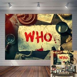 TOAOFY - Telón de telón de fondo de detective espía de 7 x 5 pies, misterio, crimen, sospechosos, fotos, pista, evidencia, fondo de terror, niñas, niños, decoración de fiesta de cumpleaños, accesorios