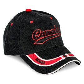 High End Hats Men’s Baseball Cap - Embroidered Baseball Hat for Men Adjustable, Canada, Black Red, One Size