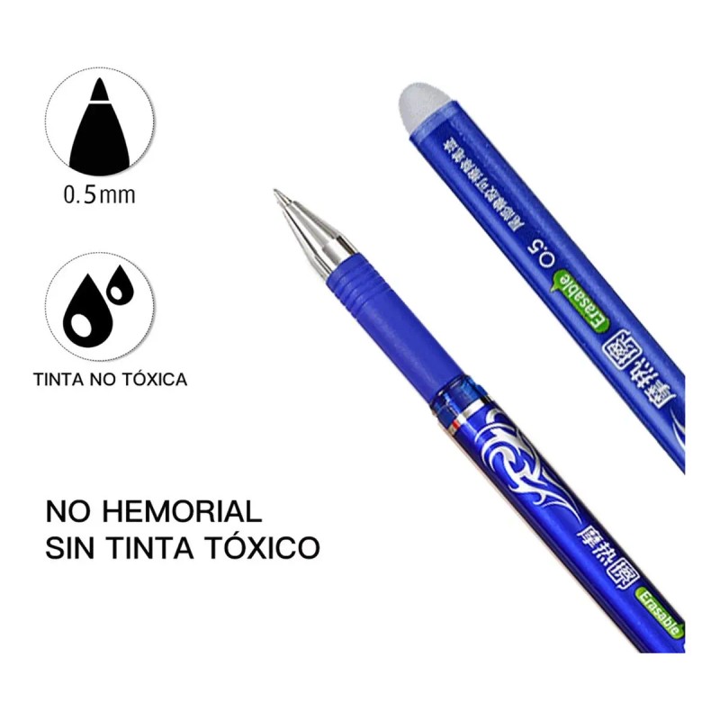 Set 12 Pz Plumas Borrables Surtidas Boligrafo Lapicero Borra