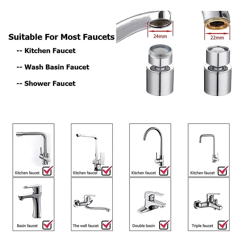 Hibbent Tap Aerator, Dual Function, 2-Flow Kitchen Sink Aerator,2 Sprayer