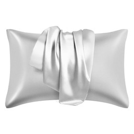 Silk Pillowcase for Hair and Skin, 22 Momme 100% Mulberry Silk Pillow Cases with Hidden Zipper, Natural Silk Satin Pillow Covers Gifts for Women Men (Silver Gray, Standard)