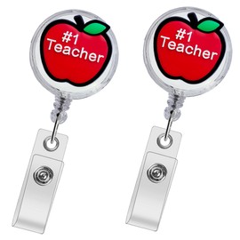Teacher Badge Reel - Cute Retractable ID Holder for Nurses, Medical Staff, Teachers & Students - 2 Pcs