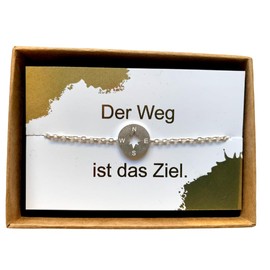 ONDEGO® GESCHENK Kompass Glücksbringer Motivation Erfolg beste Freundin Armband Freundschaftsarmband Freundschaft silber rosegold gold (Silber)