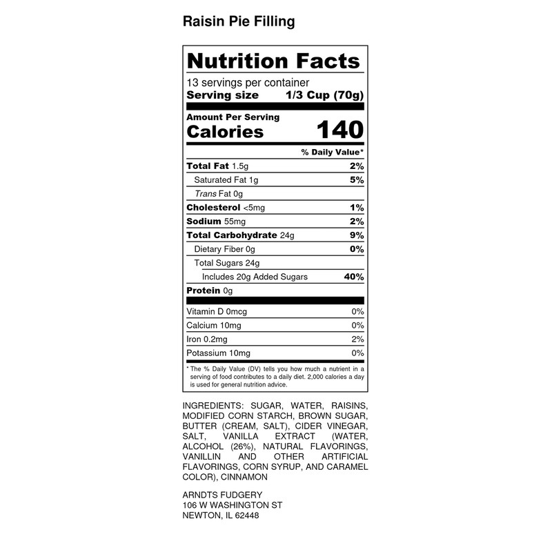 Amish Pie Filling - TWO 32 Oz Jars (Raisin)