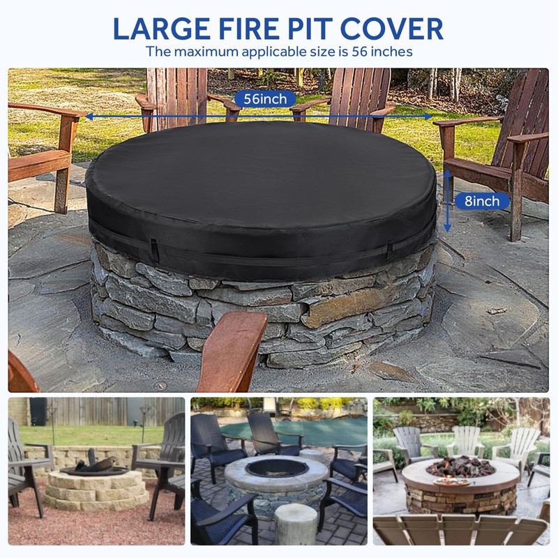 POLXIYY Round Fire Pit Cover, 52-56 Inch In Ground Fire