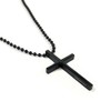 Stainless Steel Black Cross Pendant Chain Necklace for Men Women,