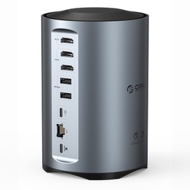 ORICO USB-C Triple Monitor Docking Station with 3 HDMI Ports, 15-in-1 USB C Laptop Dock for MacBook Pro M1/M2/Windows, 7 USB Ports, Ethernet,100W PD, SD/TF Card Reader, 3.5mm Audio (Grey)