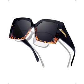 LVIOE Fit Over Sunglasses for Women Oversized Frame & Big Temple & Full UV400 Protection Polarized Lens CLS7519