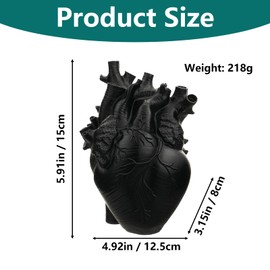 Heart Shaped Resin Vase - Anatomical Human Heart Flower Pot Planter, Nordic Modern Desktop Decor for Farmhouse Living Room, Bedroom, Valentine's Day Gift Home Decoration