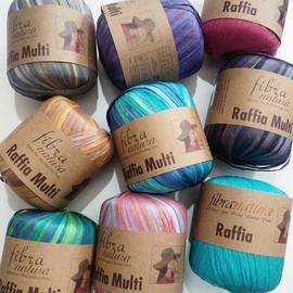 Fibra Natura Raffia Multi Yarn, %100 Cellulose, Yarn Raffia, Paper Macrame Cord,1.23 oz 87yd, Raffia Straw,Decor Yarn (25)