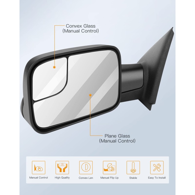 ITOPUP Towing Mirrors Fit 2002-2008 For Dodge For Ram 1500