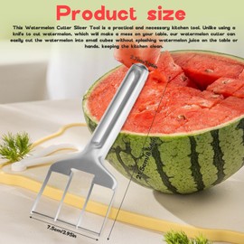 Wshxjzyay Watermelon Slicer Cutter Stainless Steel, Stainless Steel Watermelon Cutter, Fruit Knives Salad Melon Baller Kitchen Gadgets for Camping Party