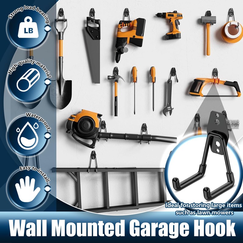 Garage Hooks Wall Mounted, 4 Pcs Heavy Duty Garage Hanger,