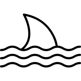 Shark Fin and Waves Sea Surfing Animal Vinyl Decal Sticker for Car/Window/Wall (White Gloss)