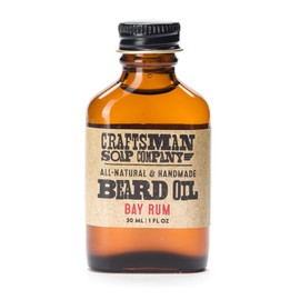 Beard Oil, Bay Rum Scent in 1-oz Glass Flask