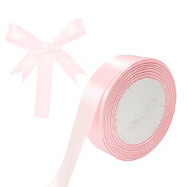 Qjaiune Pink Satin Ribbon 1 Inch x 25 Yards Ribbon, Wedding Bouquet Ribbon Pink Silk Ribbon, Silky Polyester Ribbon Shiny Fabric Ribbon for Hair Gift Wrapping Flower Bouquet Crafts Sewing