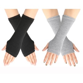 Warmbaby Black Gloves For Girls Kids Fingerless Arm Warmers Grey