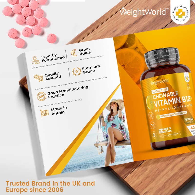 Vitamin B12 Tablets High Strength 1000mcg - 400 Chewable B12
