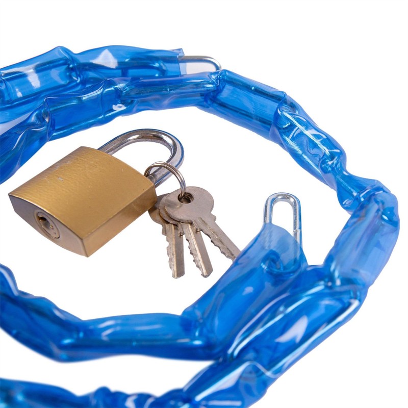 1x Blue 90cm Chain & Padlock - Long Heavy-Duty Metal
