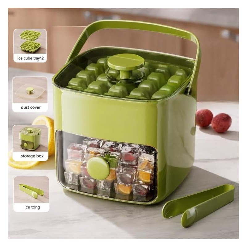 Ice Cube Tray with Lid&Bin&Tong, Easy Release 48pcs Ice Cube