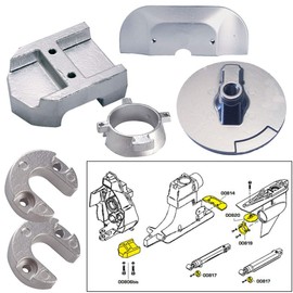 Tecnoseal Anode Kit w/Hardware - Mercury Alpha 1 Gen 2 - Aluminum (52027)