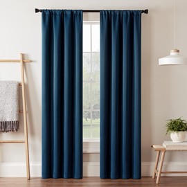 ECLIPSE Blackout Curtains for Bedroom-Darrell 37" x 63" Insulated Darkening Single Panel Rod Pocket Window Treatment Living Room, Indigo