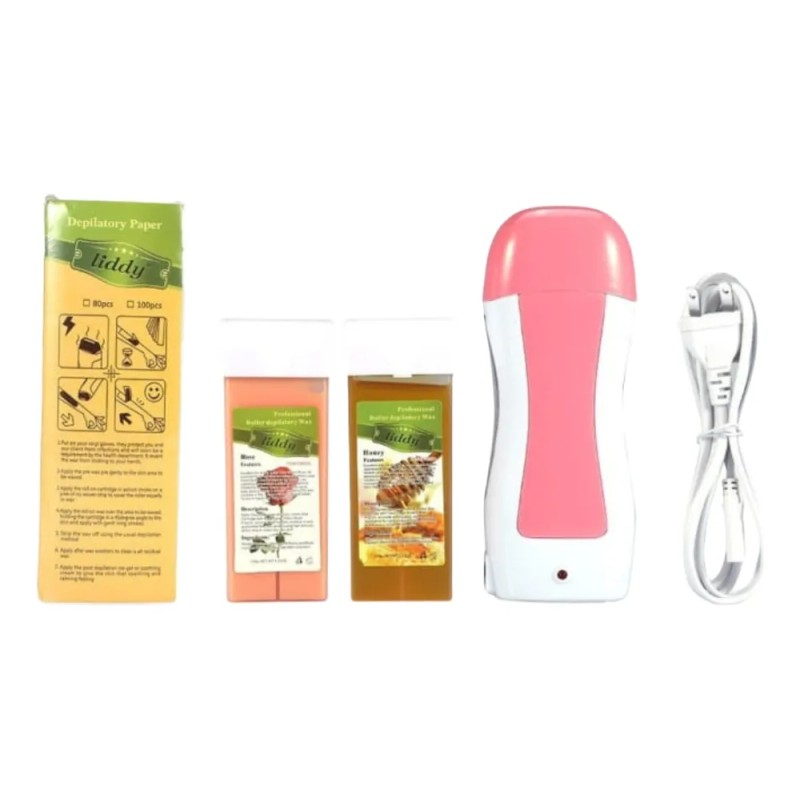 Kit Depilacion Corporal Depiladora Rodillo Cera Enrollable