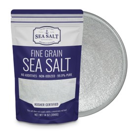 Fine Grain Sea Salt for Baking, Pure Non-Iodized Baja Table Salt Replacement, Mineral Rich for Cooking, 14 oz Bag