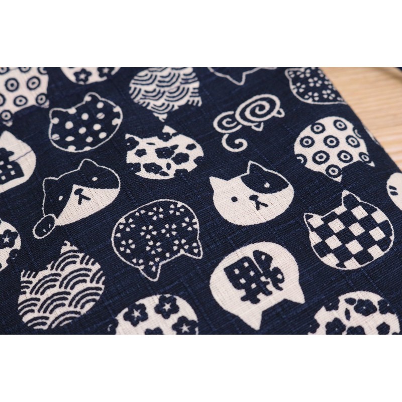 Keisui Drawstring Bag, Accessory Mini Cat Japanese Pattern, Cotton, Made