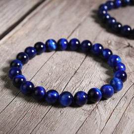 Unbranded Dark Blue Tiger Eye 8mm Round Beads Healing Lucky Protection Bracelet for Women