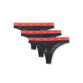 HUGO 3-Pack Repeat Logo Lace Thongs, black currant, XS
