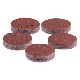 HARFINGTON 100pcs Sanding Disc 5 Inch 8 Hole Round Orbital Hook and Loop Sandpaper 40 60 80 120 220 Grit Sand Paper for Car Wood Drywall Metal Polishing & Grinding