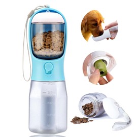 AVELORA Dog Water Bottle with Food Container, Portable Pet Dog Water Dispenser for Outdoor Walking,Hiking,Travel,Puppy Essentials,Puppy Supplies,Replaceable Waste Bags