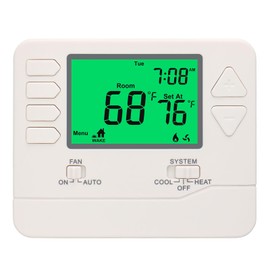 Wengart Heat Pump Thermostat for Home,1 Heat/1 Cool 5-1-1 Day Programmable Compatible with Heating, Cooling Electric or Gas/Oil System White